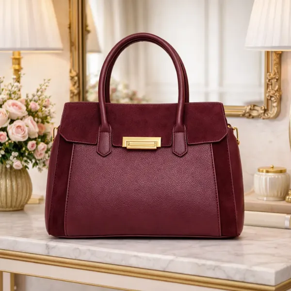 Maroon_Premium_Pu_Leather_Tote_Handbag_For_Women