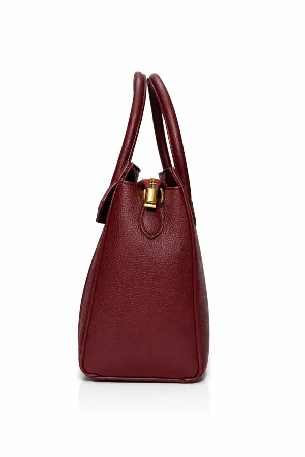 Maroon_Premium_Pu_Leather_Tote_Handbag_For_Women