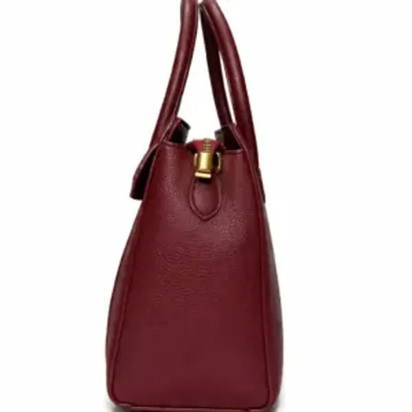 Maroon_Premium_Pu_Leather_Tote_Handbag_For_Women