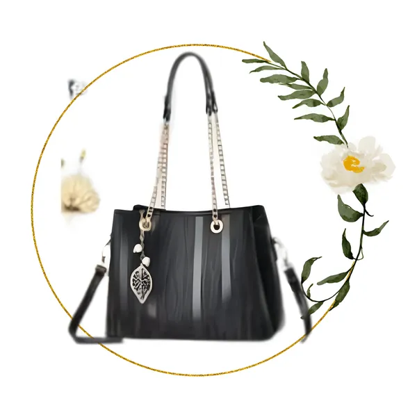 Black_Premium_Pu_Leather_Tote_Handbag_For_Women