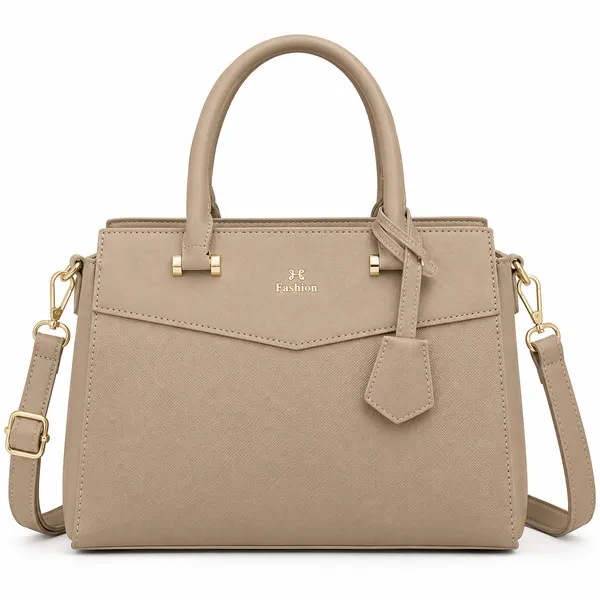 Khaki_Premium_Pu_Leather_Tote_Handbag_For_Women