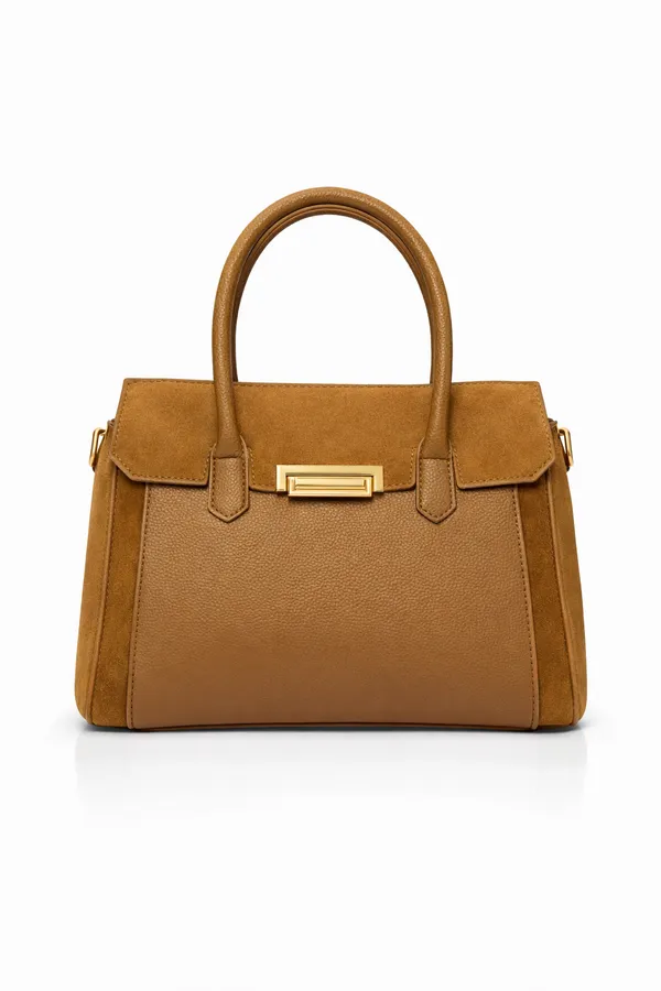 Khaki_Premium_Pu_Leather_Tote_Handbag_For_Women
