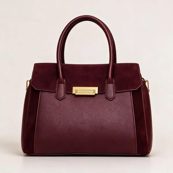 Maroon_Premium_Pu_Leather_Tote_Handbag_For_Women