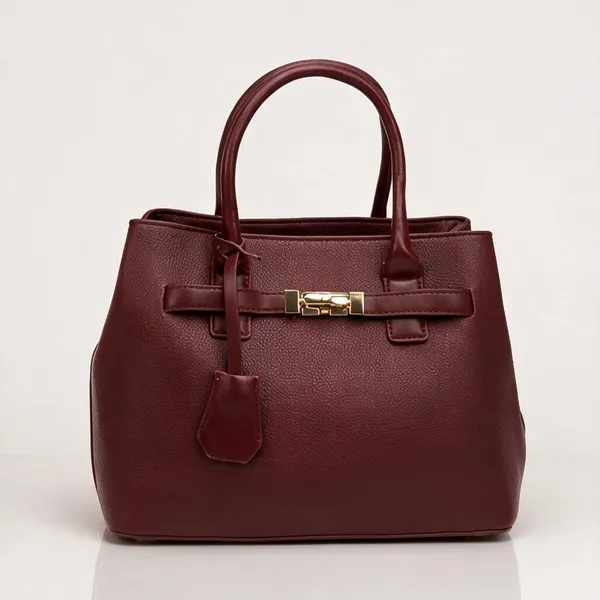 Maroon_Premium_Pu_Leather_Tote_Handbag_For_Women