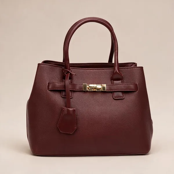 Maroon_Premium_Pu_Leather_Tote_Handbag_For_Women