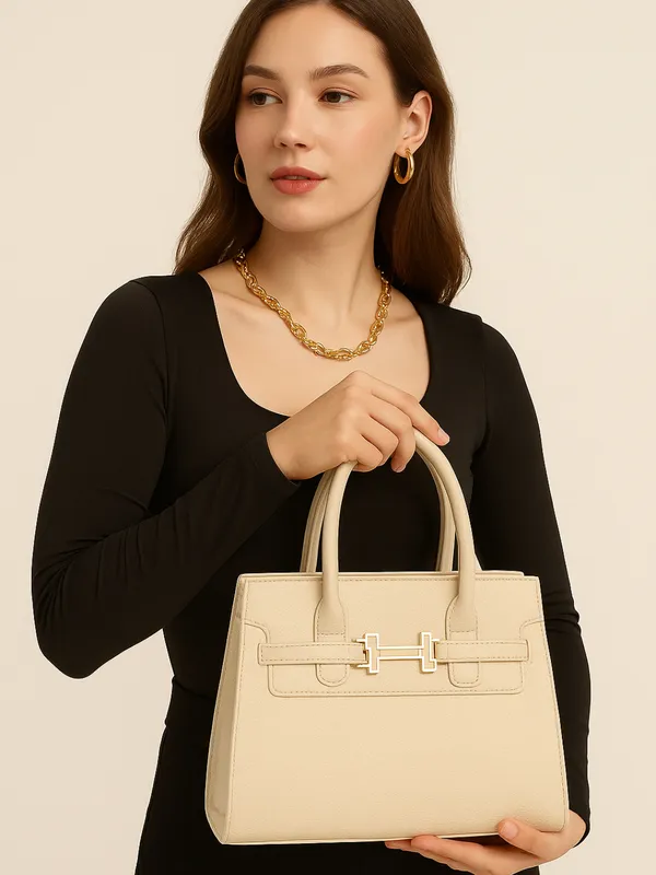 Beige_Premium_Pu_Leather_Tote_Handbag_For_Women