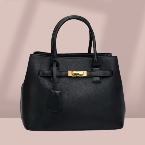 Black_Premium_Pu_Leather_Tote_Handbag_For_Women