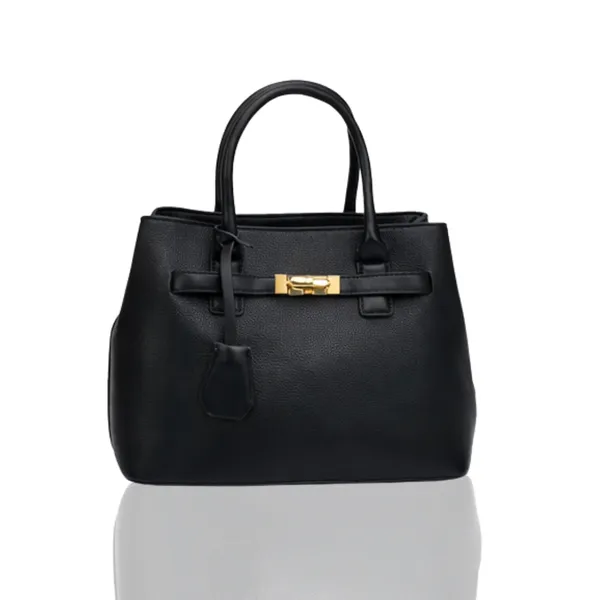 Black_Premium_Pu_Leather_Tote_Handbag_For_Women
