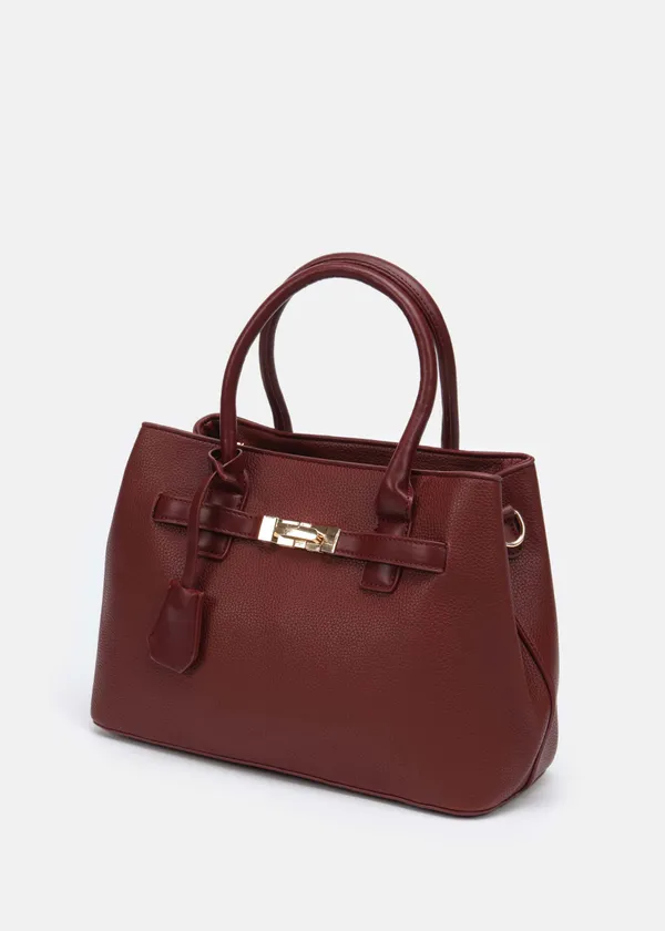 Maroon_Premium_Pu_Leather_Tote_Handbag_For_Women