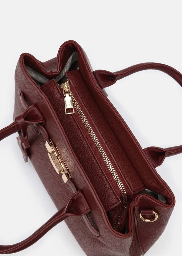 Maroon_Premium_Pu_Leather_Tote_Handbag_For_Women