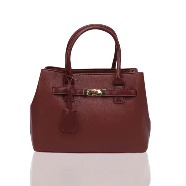 Maroon_Premium_Pu_Leather_Tote_Handbag_For_Women