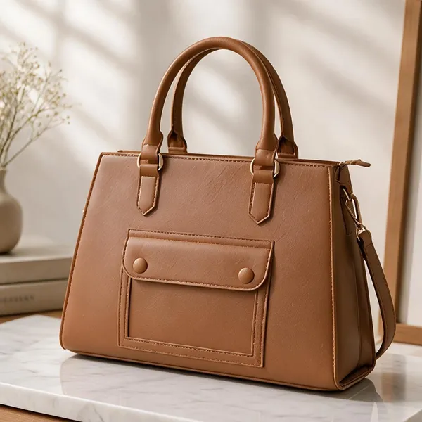 Brown_Premium_Faux_Leather_Tote_Handbag_For_Women