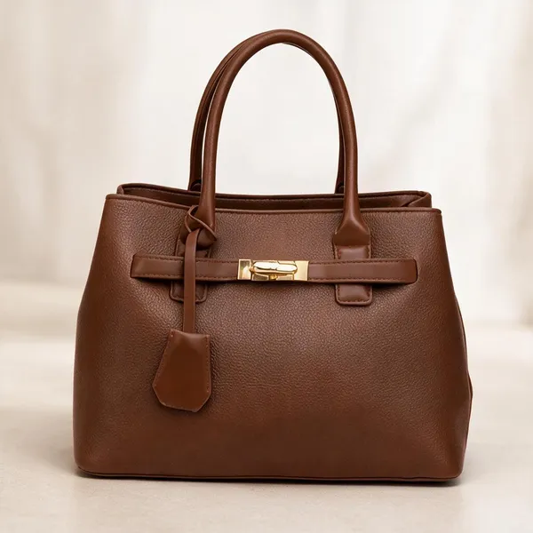 Coffee_Premium_Pu_Leather_Tote_Handbag_For_Women