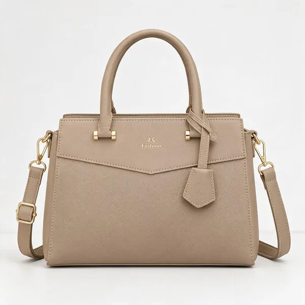 Khaki_Premium_Pu_Leather_Tote_Handbag_For_Women