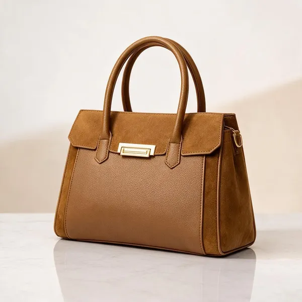 Khaki_Premium_Pu_Leather_Tote_Handbag_For_Women