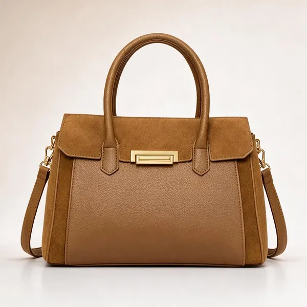 Khaki_Premium_Pu_Leather_Tote_Handbag_For_Women