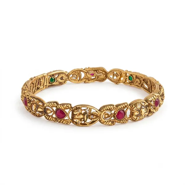 Gold-Tone_Ornate_Bangle_With_Red_Accents