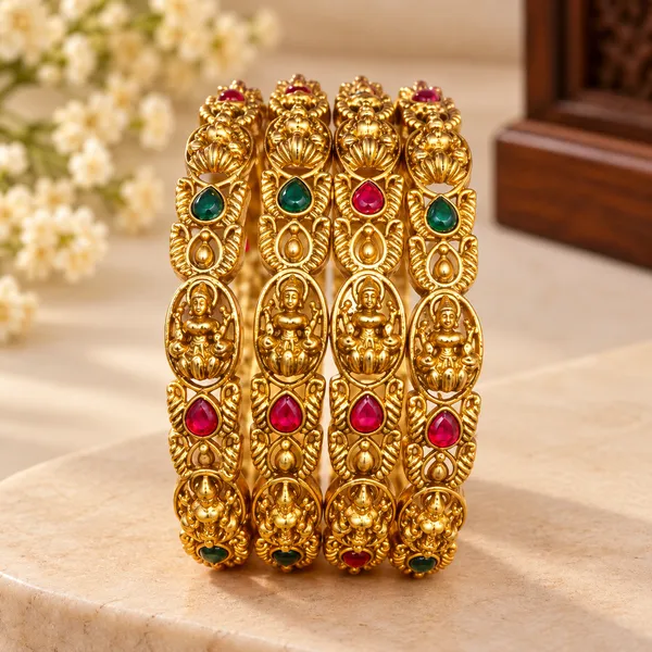 Gold_Tone_Temple_Design_Bangles_Set_Of_4_for_Women