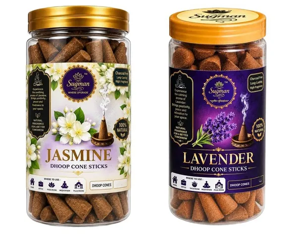 Dhoop_Cone_For_Pooja_I_Notice_The_Input_Mentions_Pack_Of_2_And_100_Pcs_Per_Jar_Which_Are_Quantity_Details_That_Should_Be_Removed_The_Fragrances_Oudh_Tulsi_Are_Variant_Specific_Details_Sugman_Is_A_Brand_Name_The_Core_Product_Is_Dhoop_Cone_For_Pooja