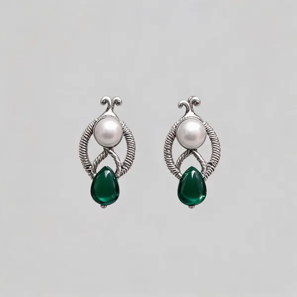 Silver_Green_Metal_Stone_Drop_Earrings_For_Women