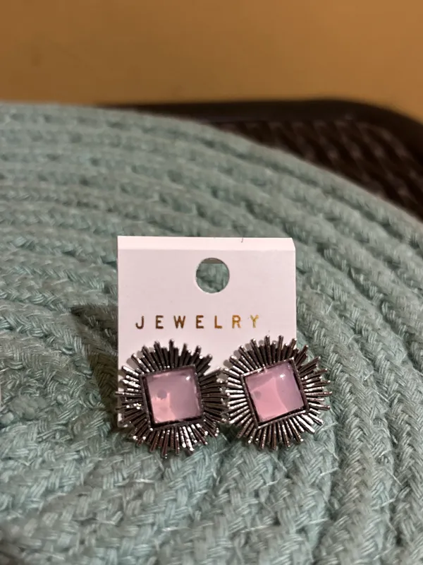 Pink_Square_Stone_Stud_Earrings_for_Women