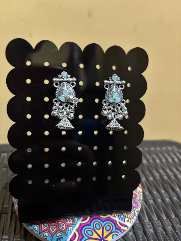 Silver-Tone_Turquoise_Oxidised_Jhumka_Earrings_for_Women