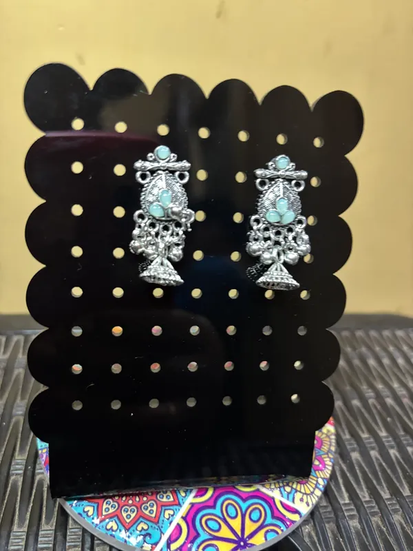 Silver-Tone_Turquoise_Oxidised_Jhumka_Earrings_for_Women