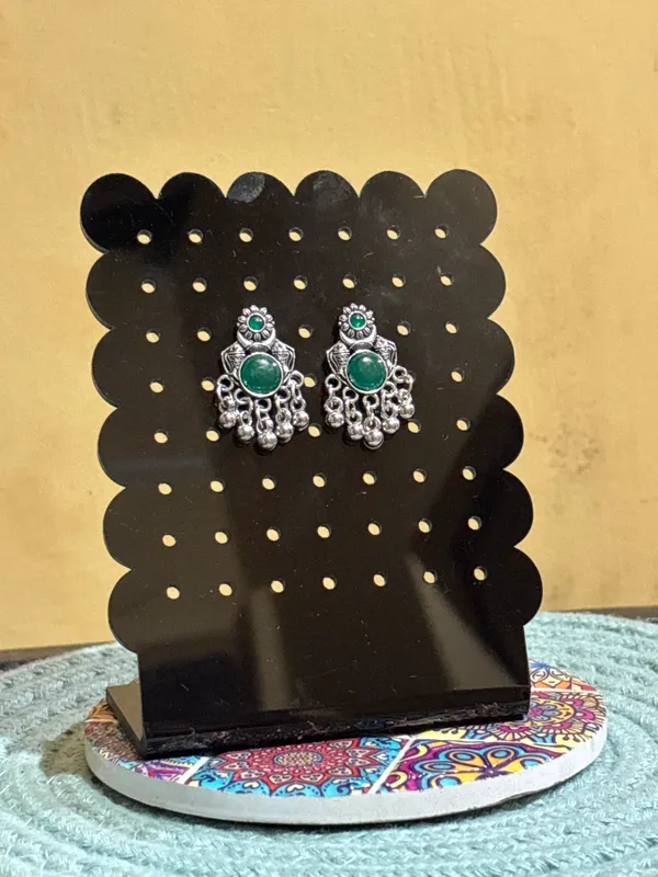 Silver-Tone_Green_Stone_Oxidised_Dangle_Earrings_for_Women