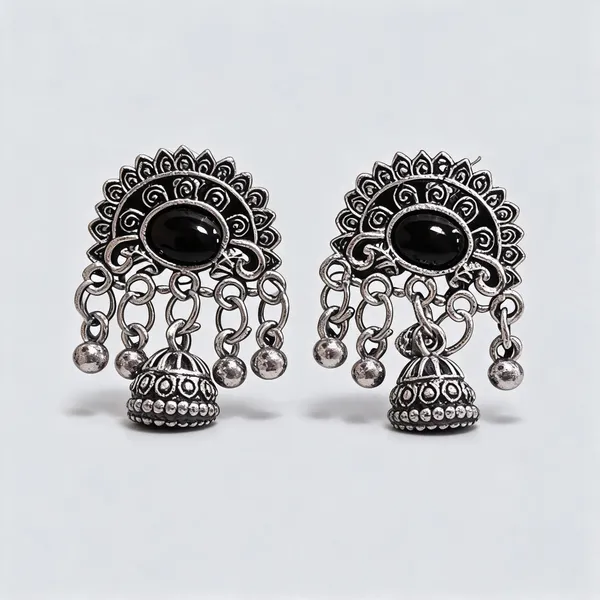 Silver_Oxidised_Metal_Ethnic_Jhumka_Earrings_For_Women
