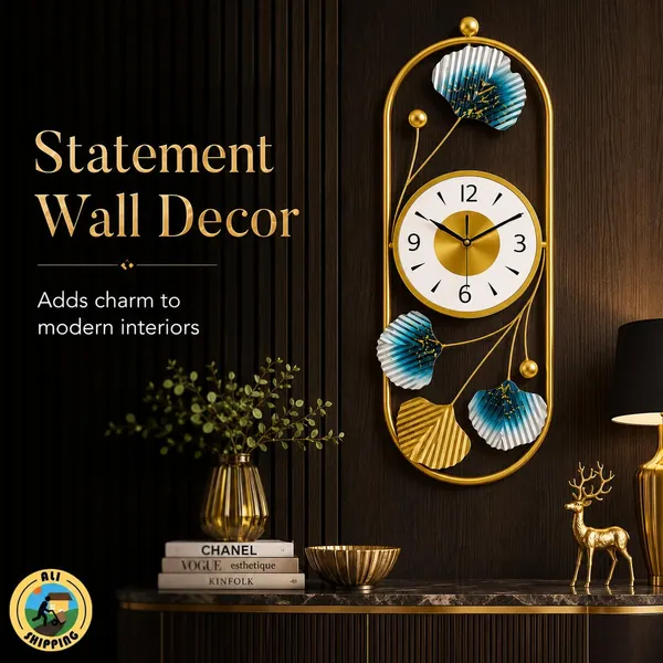 Botanical_Wall_Clock_With_Oval_Frame