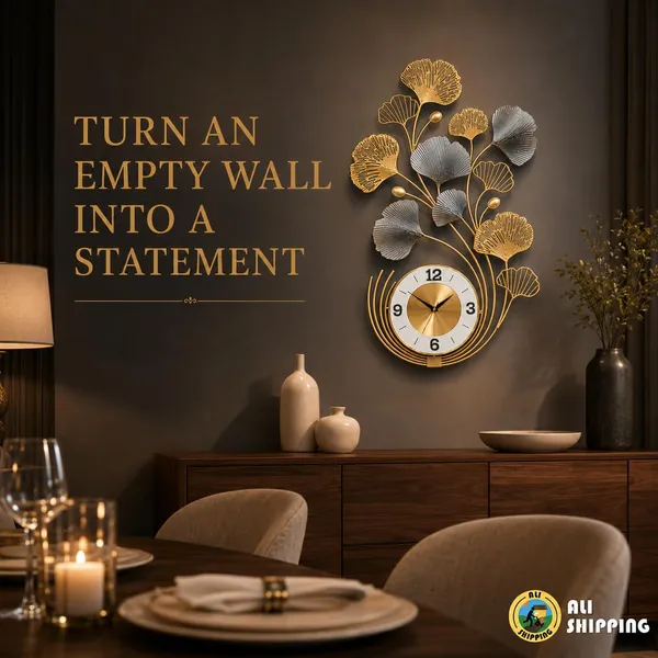 Metal_Wall_Clock_With_Ginkgo_Leaves