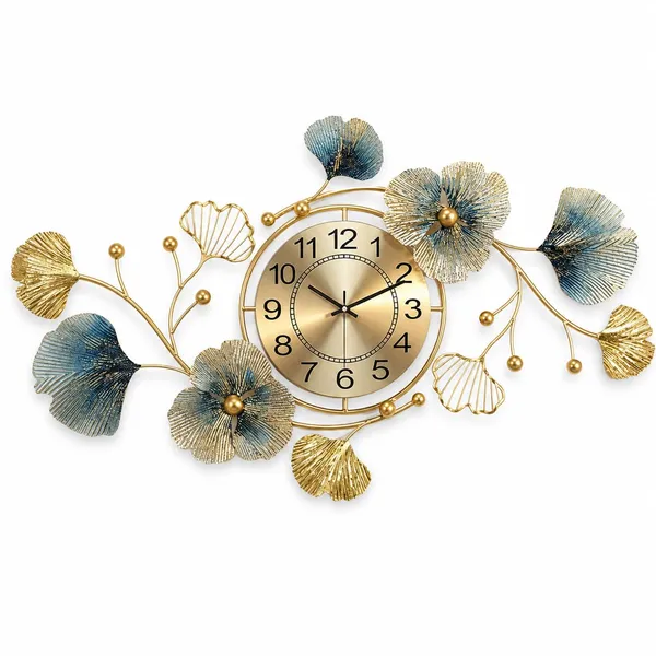 Wall_Clock_With_Metal_Leaf_Art
