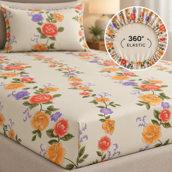 Fabric_Floral_Print_Elastic_Fitted_Bedsheet
