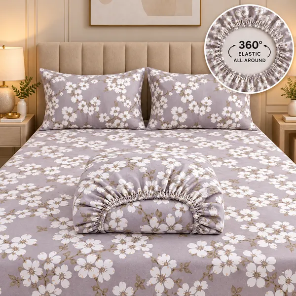 Floral_Print_Elastic_Fitted_Bedsheet