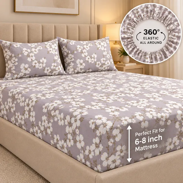Floral_Print_Elastic_Fitted_Bedsheet