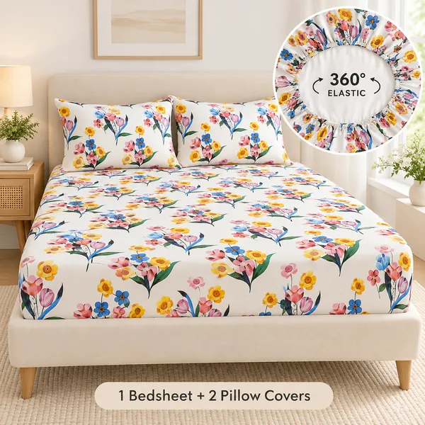 Soft_Fabric_Floral_Print_Fitted_Bedsheet_Set