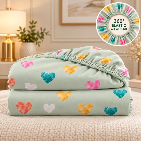 Heart_Print_Elastic_Fitted_Bedsheet