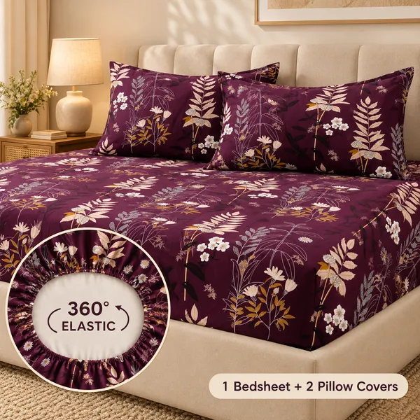 Soft_Fabric_Floral_Print_Fitted_Bedsheet_Set