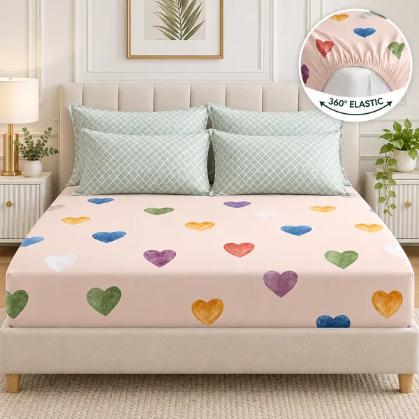 Heart_Print_Fitted_Bedsheet_Set