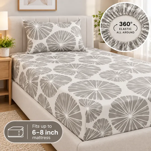 Daisy_Stone_|_Single_Bed_Fitted_Bedsheet_+_1_Pillow_Cover_|_360°_Elastic