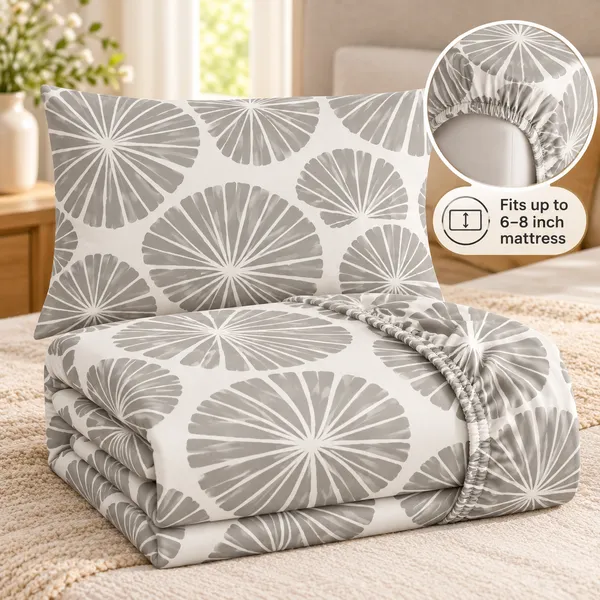 Daisy_Stone_|_Single_Bed_Fitted_Bedsheet_+_1_Pillow_Cover_|_360°_Elastic