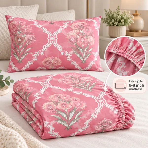 Gulabi_Meher_|_Single_Bed_Fitted_Bedsheet_+_1_Pillow_Cover_|_360°_Elastic