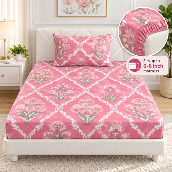 Gulabi_Meher_|_Single_Bed_Fitted_Bedsheet_+_1_Pillow_Cover_|_360°_Elastic