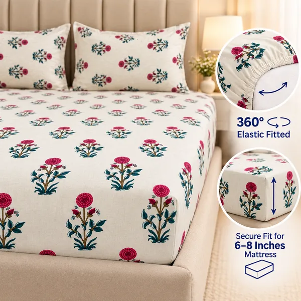 Gulbahar_Ivory_|_1_Bedsheet_+_2_Pillow_Covers_|_360°_Elastic_Fitted