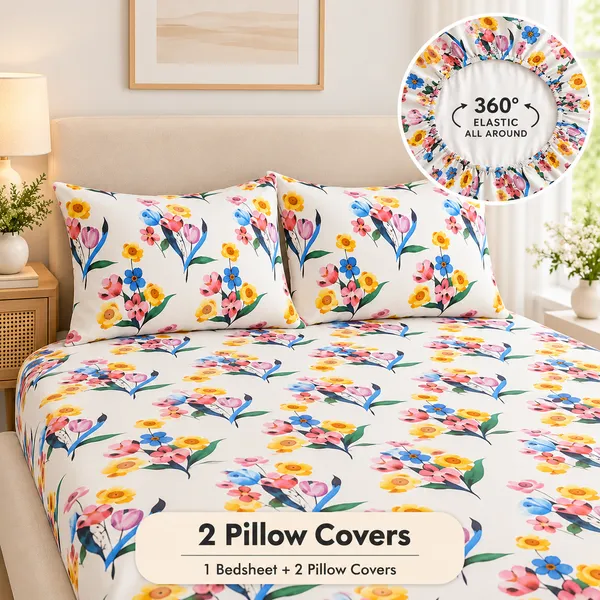 Soft_Fabric_Floral_Print_Fitted_Bedsheet_Set