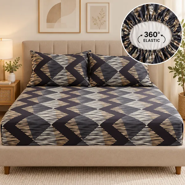 Black_Geometric_Print_360_Elastic_Fitted_Bedsheet