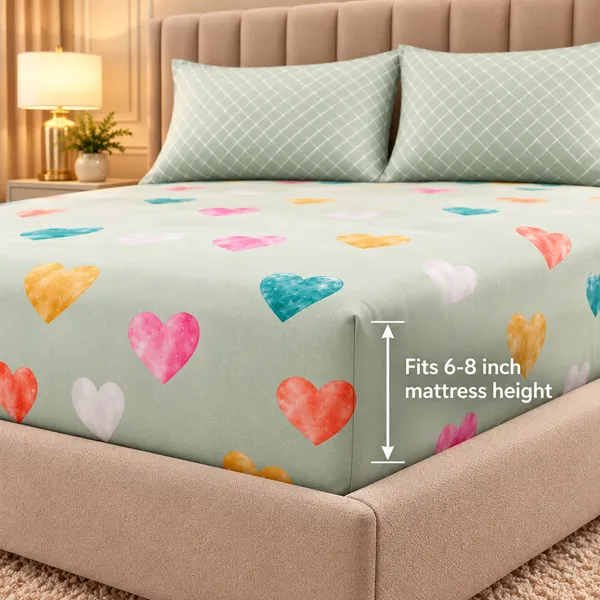 Heart_Print_Elastic_Fitted_Bedsheet