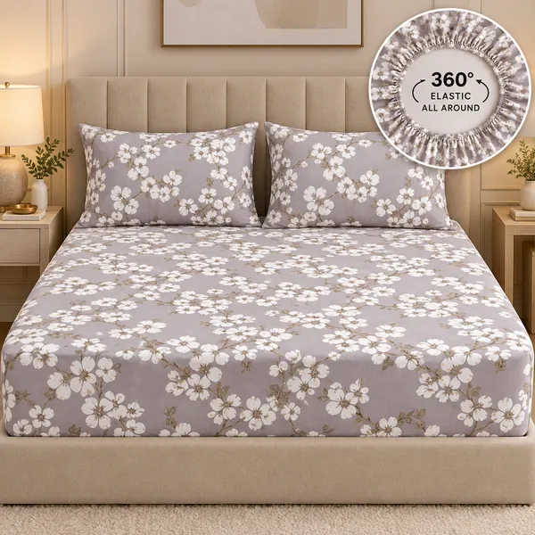 Floral_Print_Elastic_Fitted_Bedsheet
