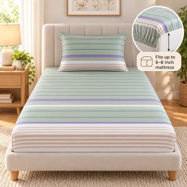 Mint_Stripe_|_Single_Bed_Fitted_Bedsheet_+_1_Pillow_Cover_|_360°_Elastic