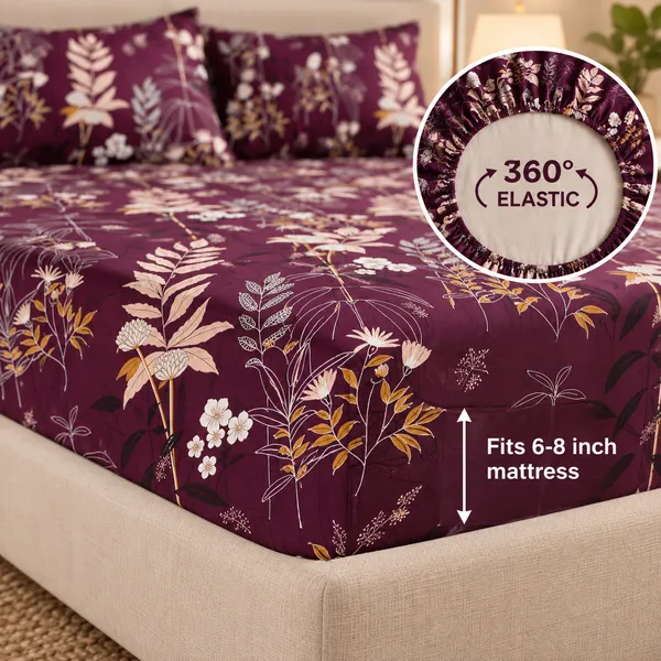 Soft_Fabric_Floral_Print_Fitted_Bedsheet_Set